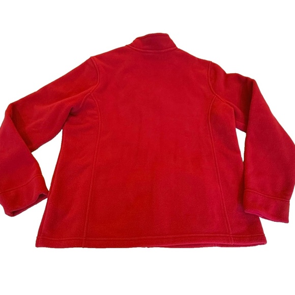 L.L. Bean Women's Red Fleece Full Zip Jacket; Pockets; Mock Neck; Large Reg. - Picture 2 of 6